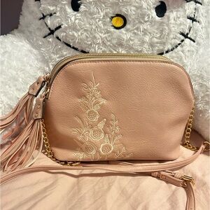 Blush pink embroidered bag